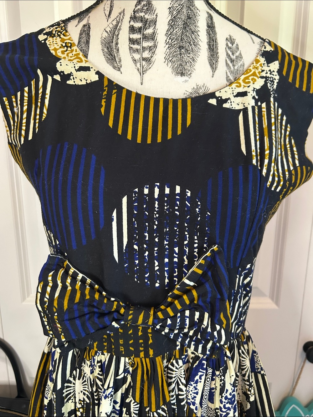 Vintage Vibe Abstract Geometric Fit & Flare Cotton Mini Dress
